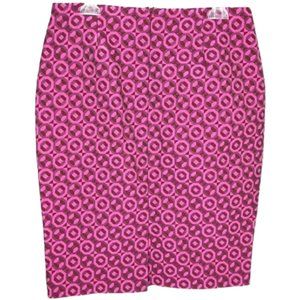 Boden Modern Pencil Skirt Maroon/Pink Circles Lined - 10